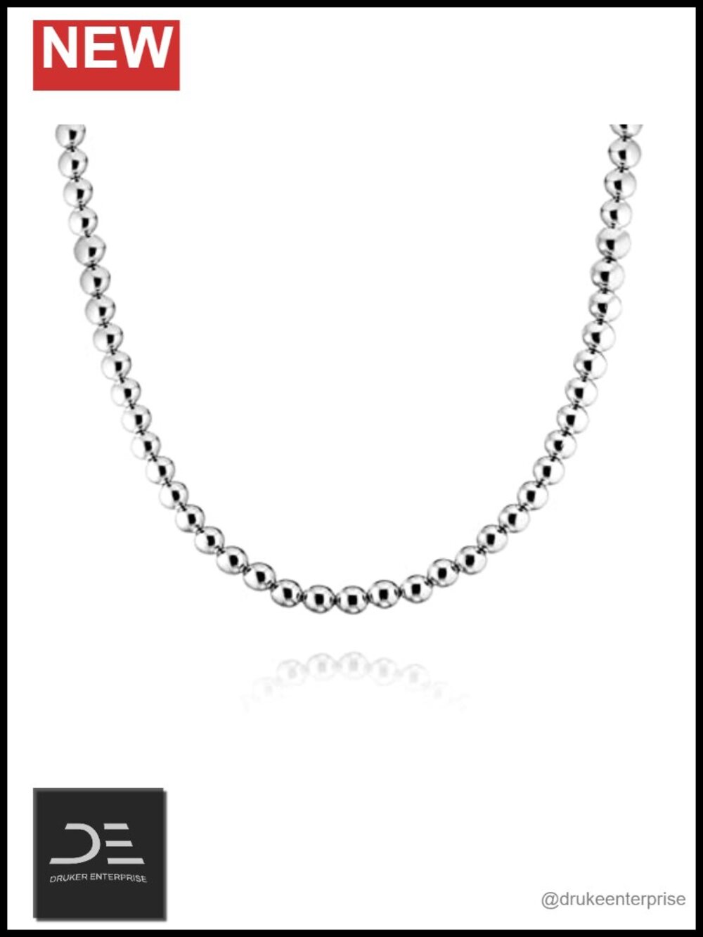 925 Sterling Silver 6MM Bead Ball Strand Chain Necklace Diamond Cut Italy Gift
